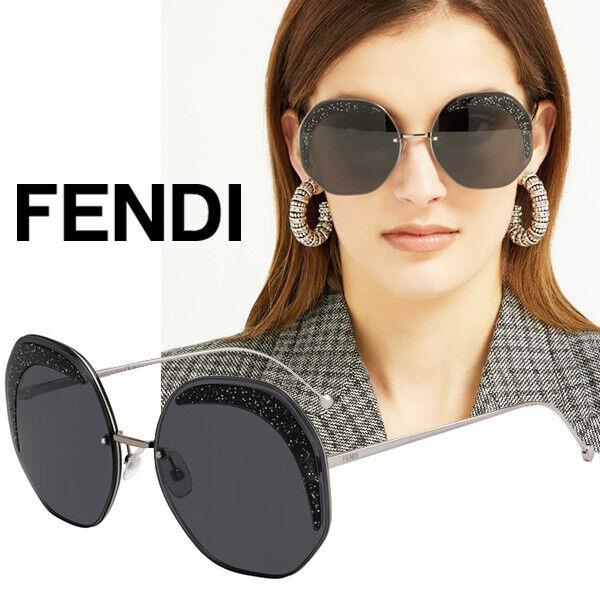 Fendi FF0358/S KB7 Ruthenium/grey Round Women`s Sunglasses