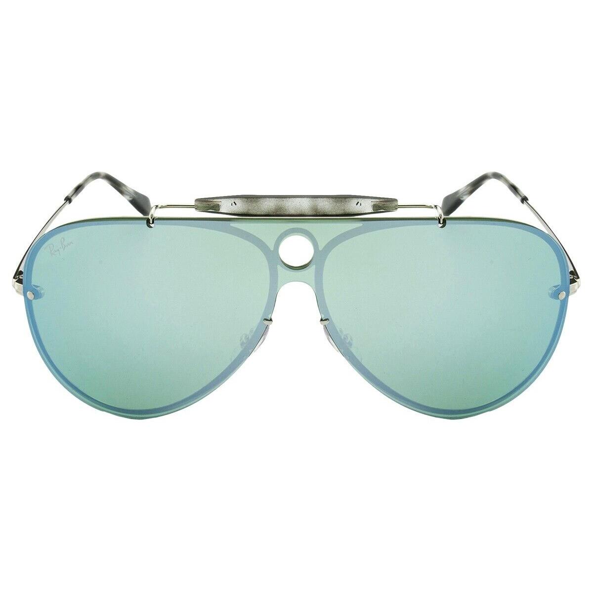 Ray Ban Blaze Shooter Dark Green/silver Mirror Aviator Sunglasses