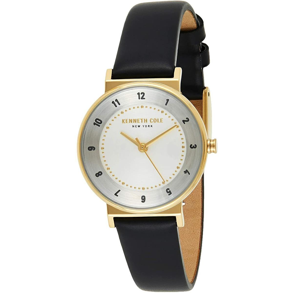 Kenneth Cole KC50077002 Women`s Dress Stainless Case Gold-tone Black Strap 30m