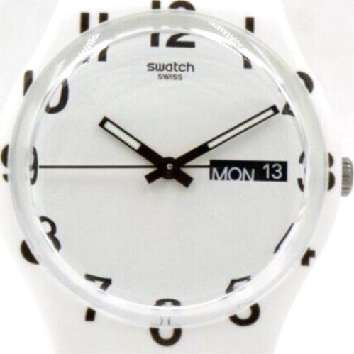 Swiss Swatch Originals Monthly Drops Over White Silicone Watch GW716