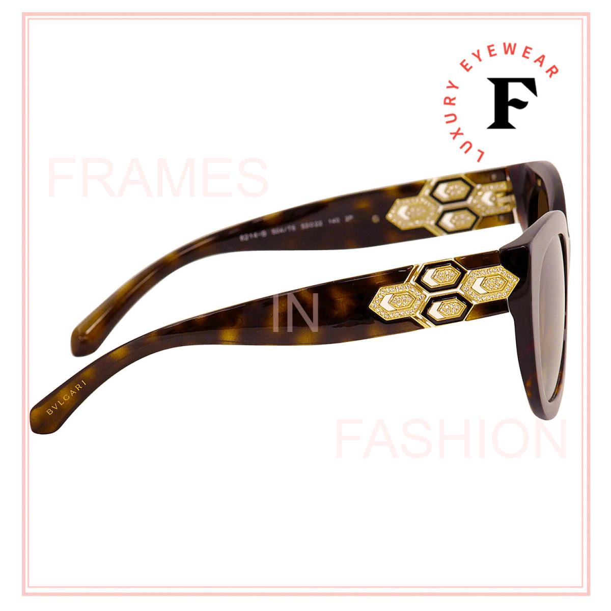 Bvlgari Serpenti BV8214B Brown Polarized Diamante Jewel Crystal Sunglasses 8214