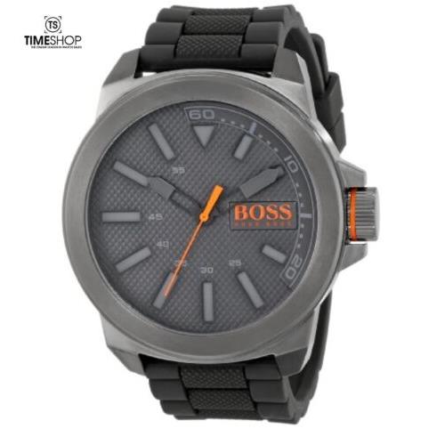 Hugo Boss Smoke-tone Dial SS Black Silicone Quartz Mens Watch 1513005