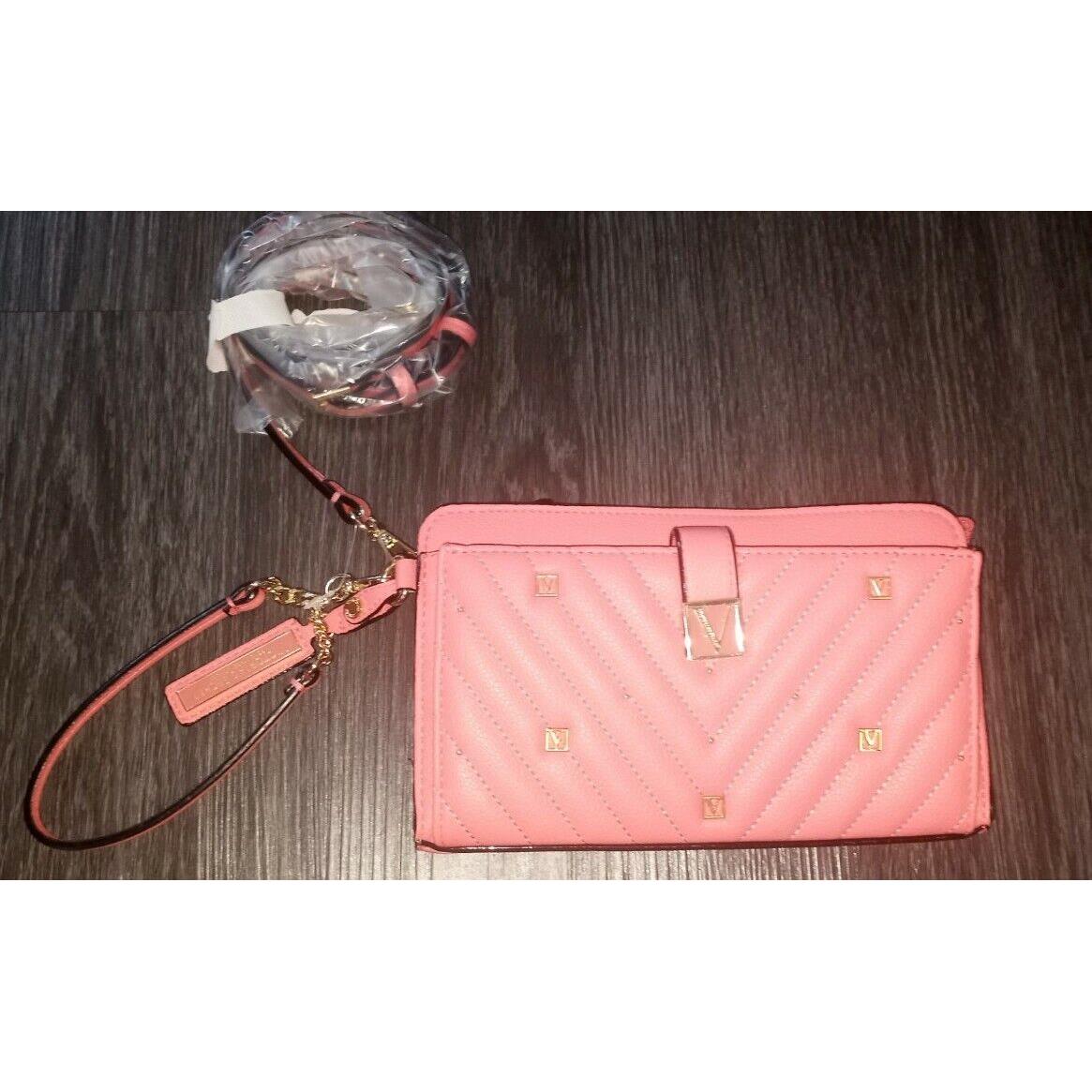 Victoria`s Secret Quilted Crossbody Bag/purse Coral Studded Logo