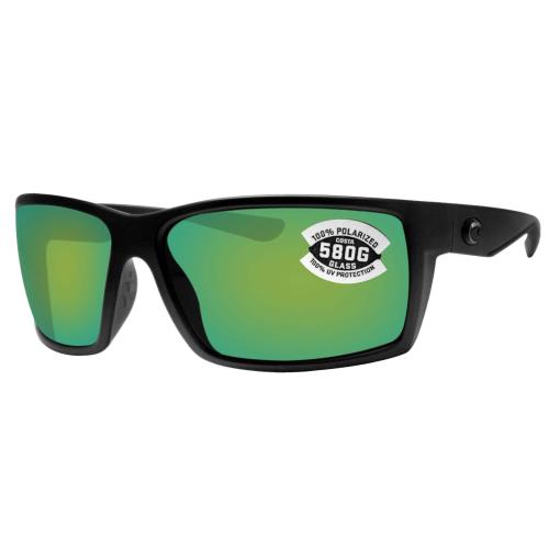 Costa Del Mar Reefton Blackout Frame Green Mirror 580 Glass Polarized Lens