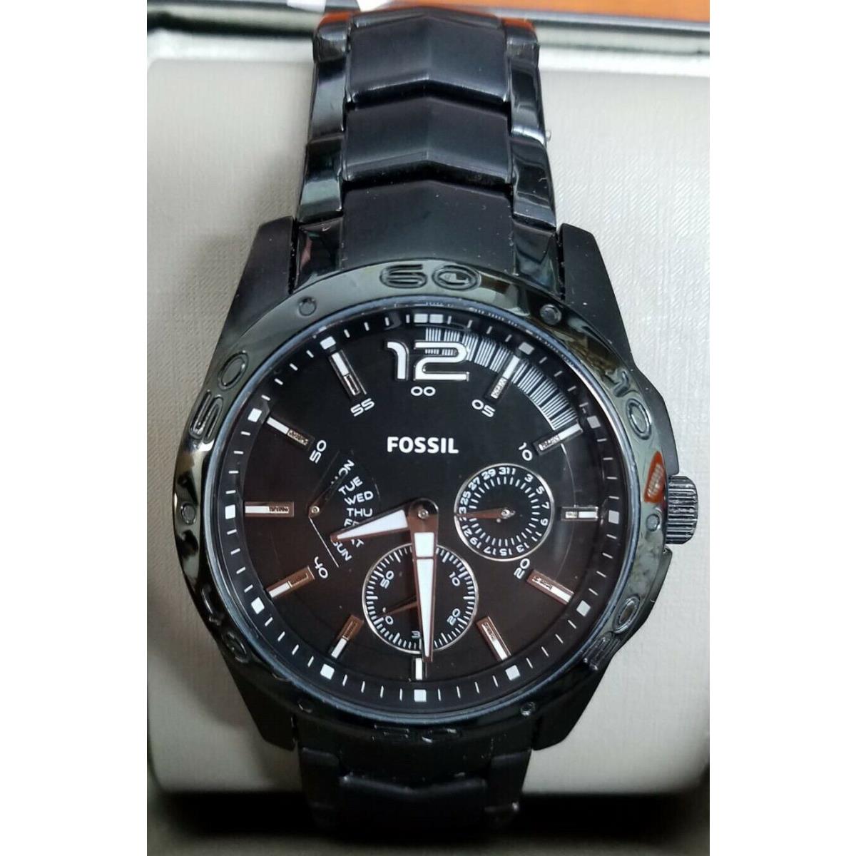 Fossil Men`s Black Multi-function Stainless Steel Bracelet Watch BQ9421