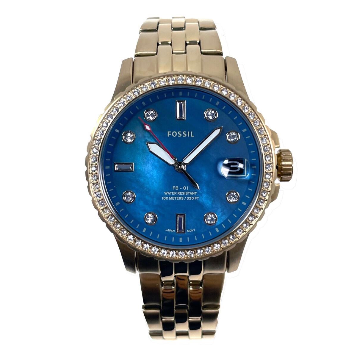 Fossil FB-01 Three-hand Date Gold-tone Stainless Steel Blue Dial Watch ES4983