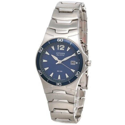 Citizen Eco-drive Blue Dial SS Men`s Watch BM1230-56L - Dial: Blue, Band: Silver, Bezel: Silver