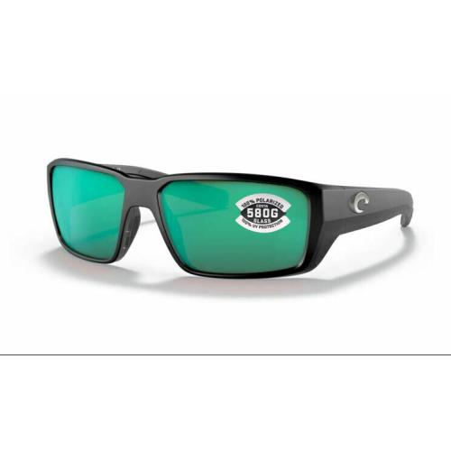 Costa Del Mar Fantail Pro Matte Black / Green Mirror Polarized Glass 580G - Frame: Black, Lens: Green