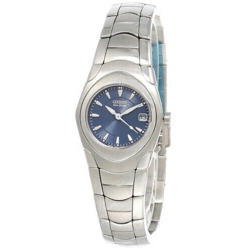 Citizen Eco Drive Blue Dial SS Women`s Watch EW0130-51M - Dial: Blue, Band: Silver, Bezel: Silver