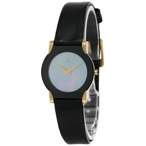 Citizen Noblia 24MM Mop Dial Lthr Strap Women`s Watch 102545 - Mother of Pearl Dial, Black Band, Black Bezel