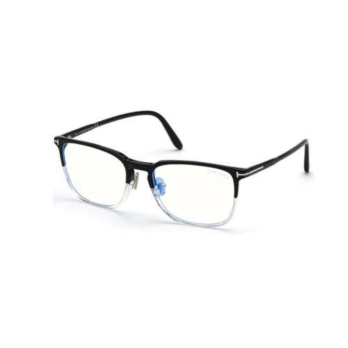 Tom Ford FT 5699-B 005 Shiny Black with Crystal/blue Block Eyeglasses