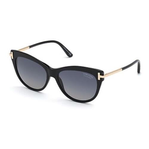 Tom Ford FT0821 Kira 01D Black/gold Grey Polarized Women Sunglasses 56MM TF 821 - Frame: Black, Lens: Gray Gradient Polarized