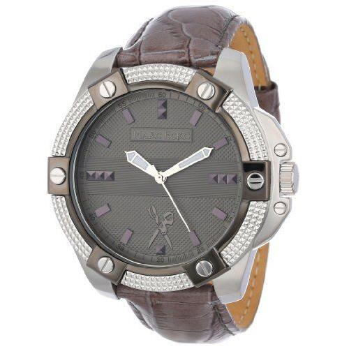 Marc Ecko Silver Tone Gray Patent Leather Band The Blade Watch M1500451
