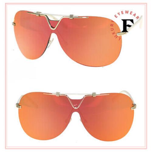 Christian Dior 57TH Oversized Shield Unisex Sunglasses Ivory Orange Mirrored