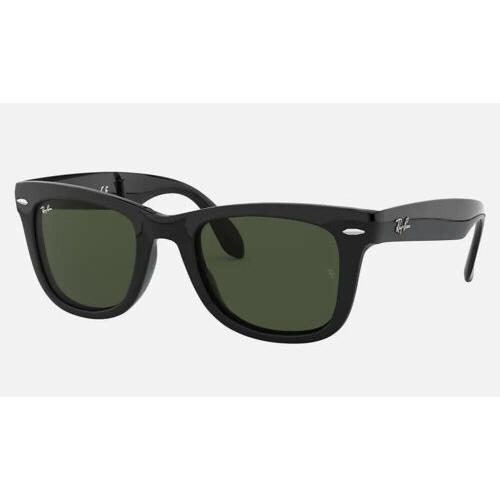 Ray-ban Wayfarer Folding Classic Gloss Black/green 54mm Sunglasses RB4105 601 54 - Green, Frame: Black, Lens: Green