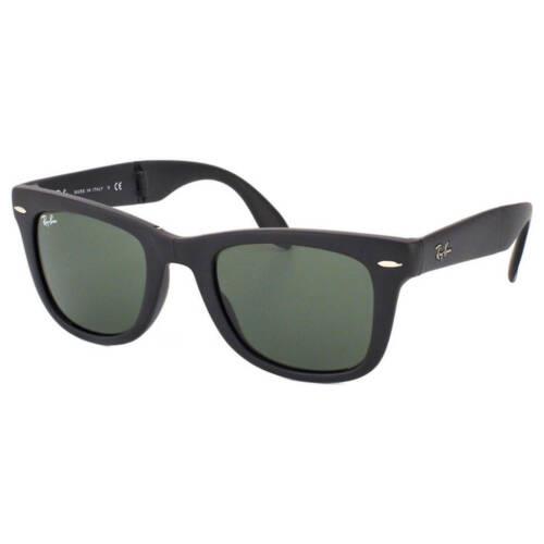 Ray-ban Wayfarer Folding Classic Black/green Square Sunglasses RB4105 601S 50-22 - Frame: Black, Lens: Green