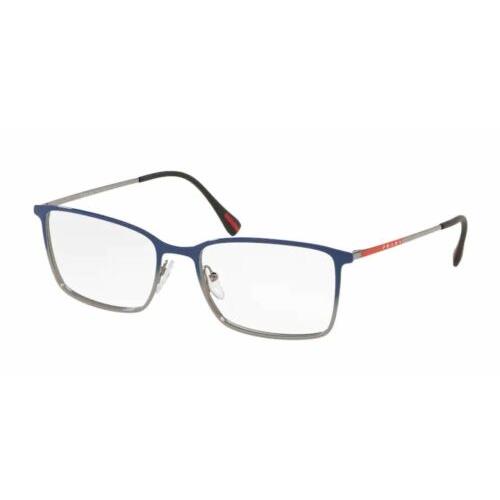 Prada Linea Rossa PS 51LV 5801O1 Blue Gradient Rectangle Metal 56 mm Eyeglasses