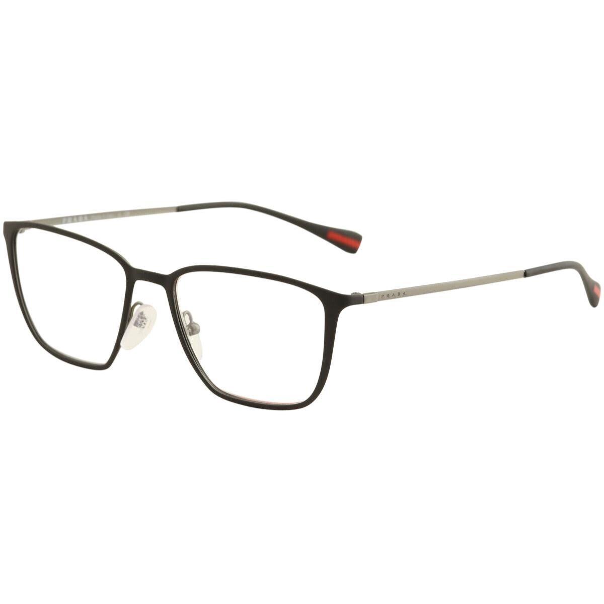 Prada Sport VPS51H DG0-1O1 Black Rubber ON Silver Eyeglasses 54-17 - Frame: MATTE BLACK RUBBER ON SILVER