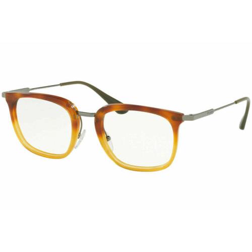 Prada PR11UV NKO1O1 51 Havana Gradient Yellow Demo Lens Eyeglasses Men`s 51 mm