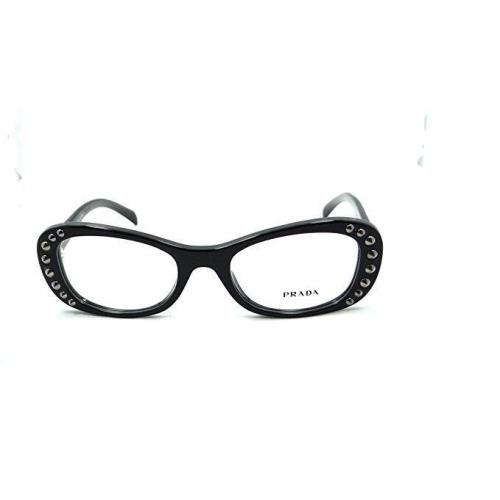 Prada Vpr 21R Black 1AB-1O1 Plastic Eyeglasses Frame 51-19-140 Italy - Black , BLACK Frame, Clear Lens