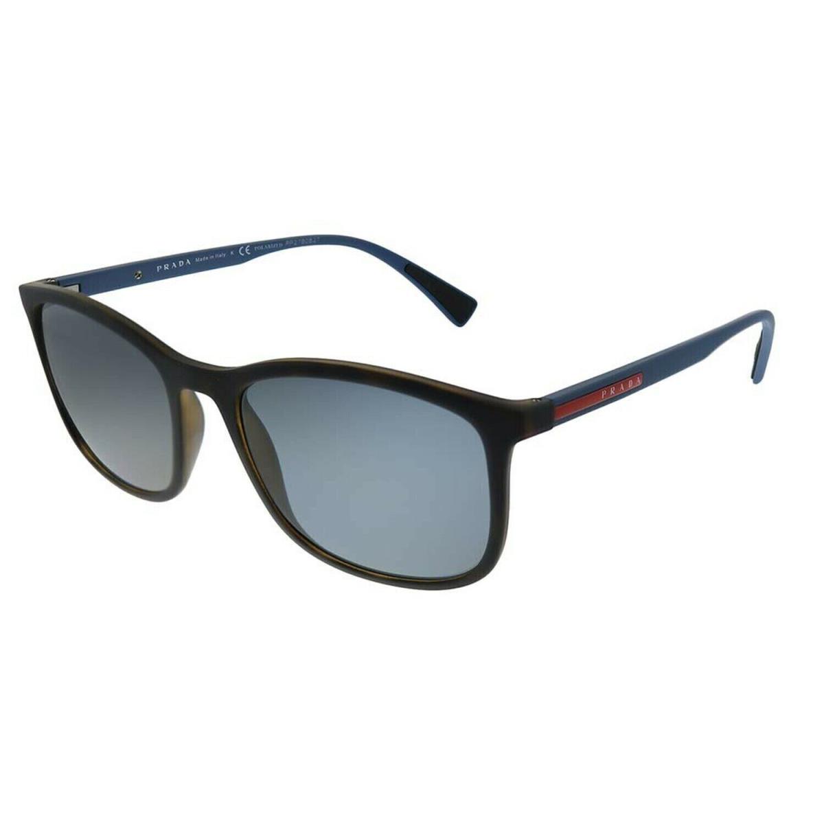 Prada PS 01TS U61144 Havana Rubber Rectangle Polarized Sunglasses