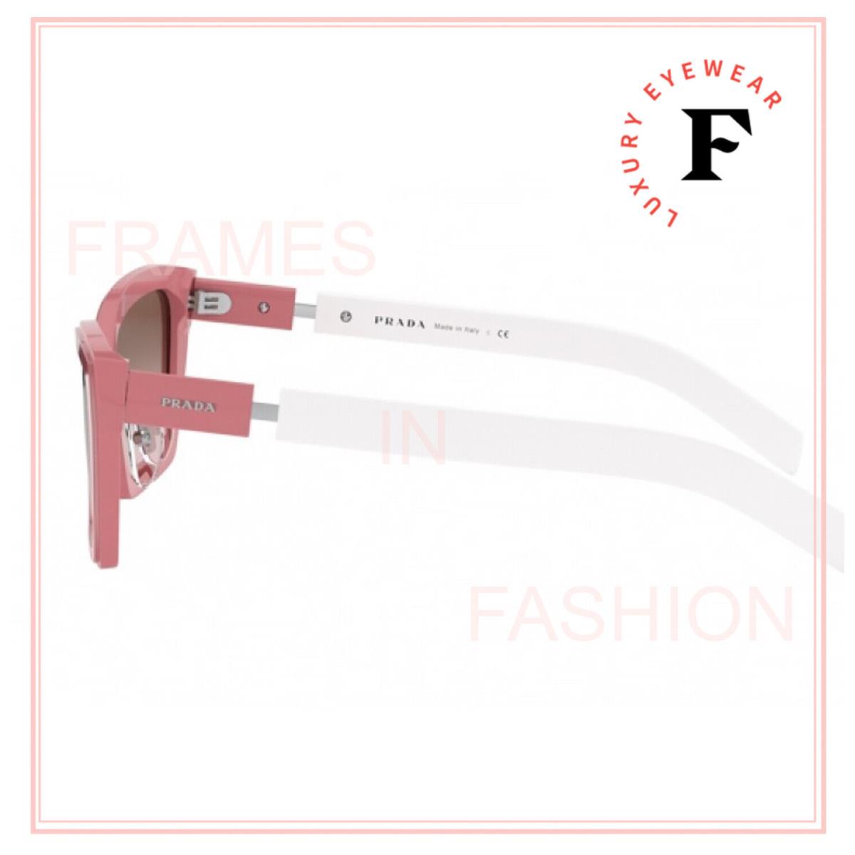 Prada Duple Rectangular PR14XS White Pink Brown Color Block Sunglasses 14X