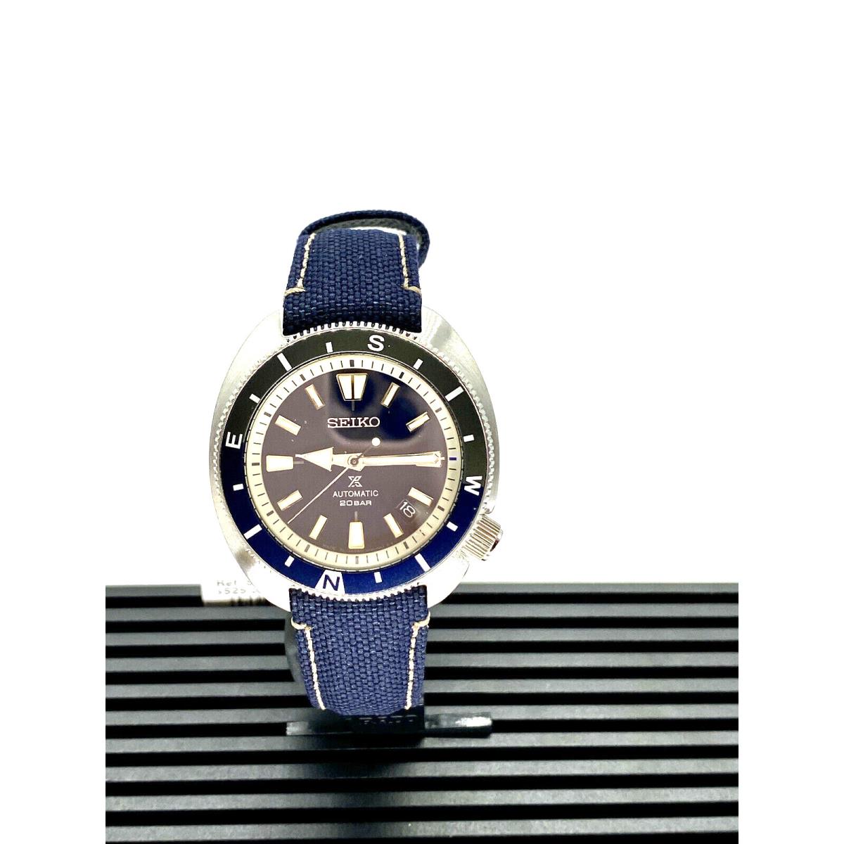 Seiko Prospex Land 20 Atm Water Resistant Dark Blue Nylon Strap Watch SRPG15 - Dial: Blue, Band: Dark Blue, Bezel: Black, Blue