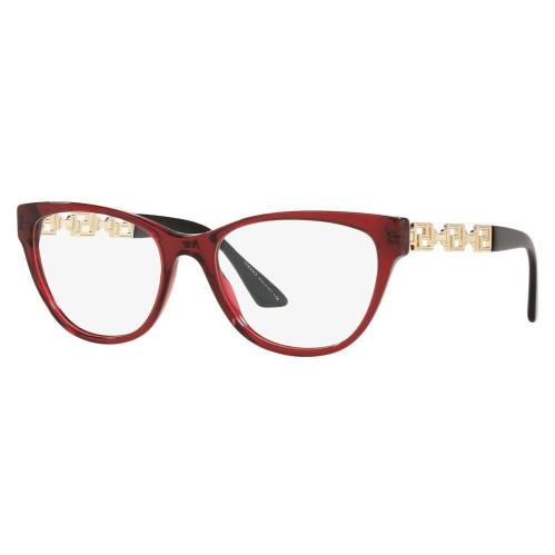 Versace VE3292 388 Transparent Bordeaux Red Cat-eye Women`s Eyeglasses