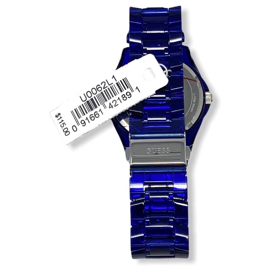 Guess Women`s Multifunction Crystal Accented Blue Plastic Band 37mm Watch