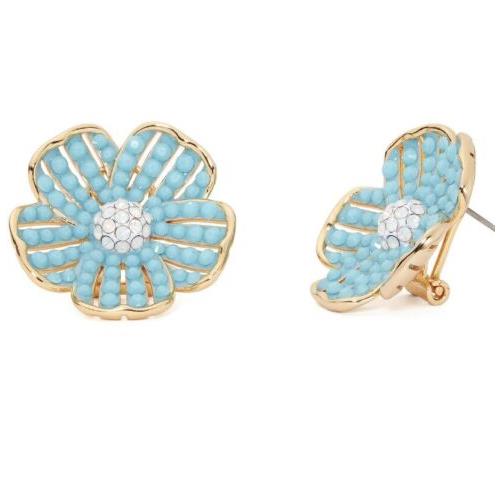 Kate Spade Flower Stud Earrings Glistening Turquoise Petals JK1