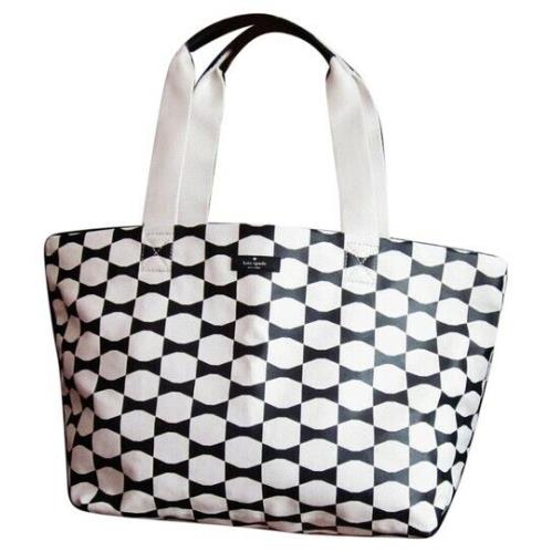 Kate Spade Black White Bow Tie Cotton Canvas Tote Bag B2212