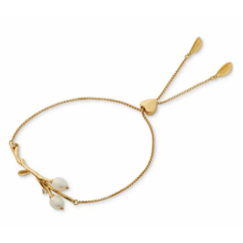 Kate Spade Gold-tone Pav Freshwater Pearl Branch Slider Bracelet