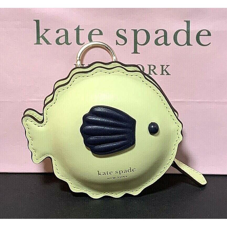Kate Spade Puffy Coin Purse Bag Charm Fish Key Fob Lemon Meringue New