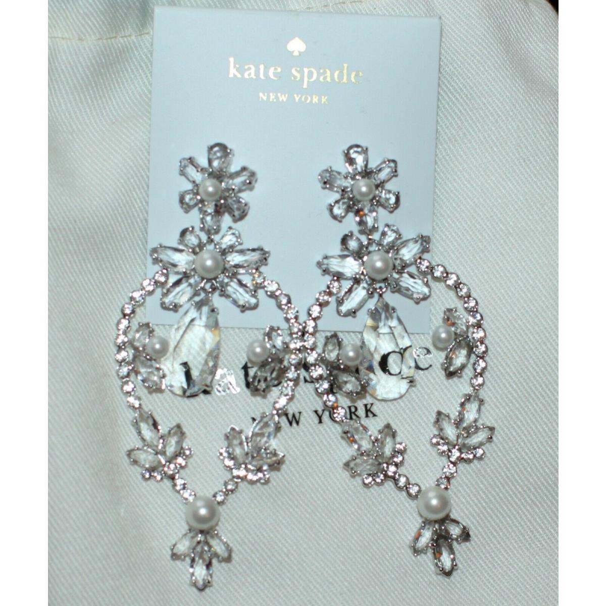 Kate Spade New York Flora Faceted Statement Earrings Silver Clear