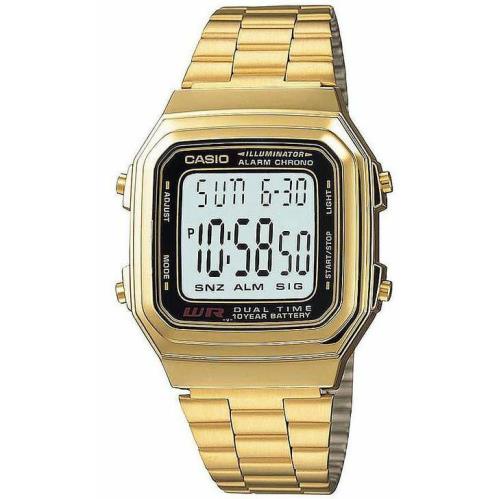 Casio Gold Tone Bracelet Led Digital Illuminator Stop Watch A178WGA-1ADF