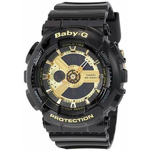 Casio Women`s Baby-g Goldtone Analog-digital Display and Black Resin BA110-1A