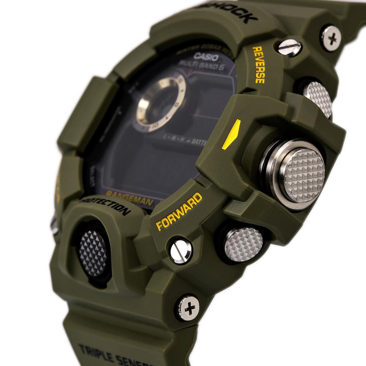 Casio GW9400-3 Men`s G-shock Black Digital Dial Olive Resin Strap Chrono Watch
