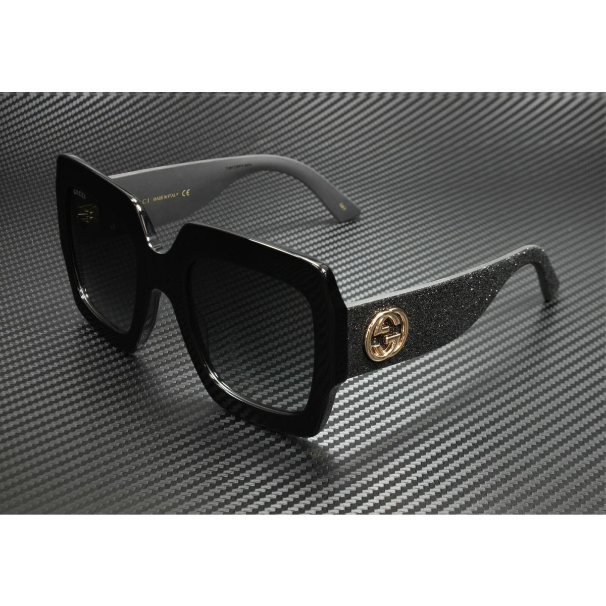 Gucci GG0102S 001 Rectangular Square Black Grey Women`s Sunglasses 54mm