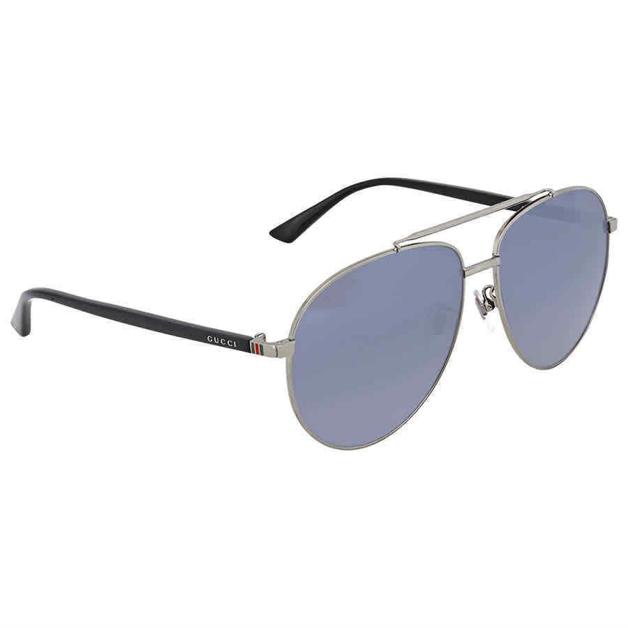Gucci Blue Pilot Unisex Sunglasses GG0043SA 001 61 GG0043SA 001 61
