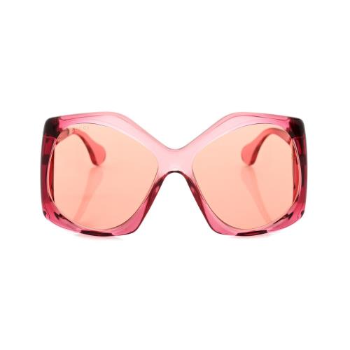 Gucci GG0875S-003 Women`s Oversized Sunglasses Burgundy Pink Crystal/orange 62mm