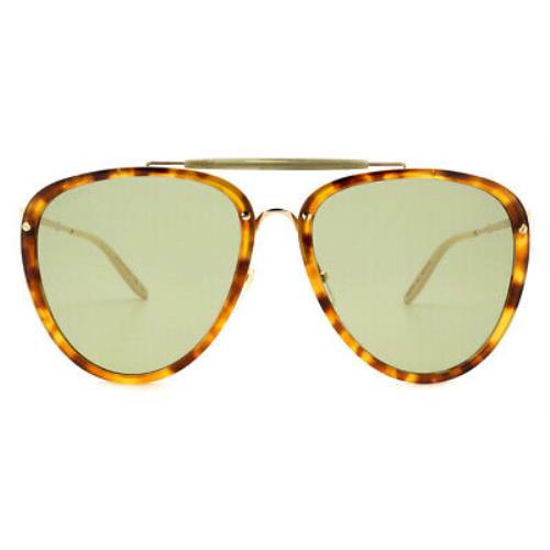Gucci GG0672S Men Sunglasses Aviator Gold Havana Green 58mm