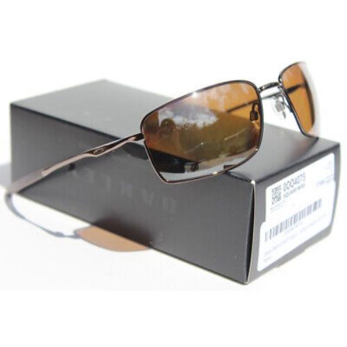 Oakley OO4075-06 Square Wire Tungsten Iridium Polarized Sunglasses Gunmetal - Frame: Brown, Lens: Brown