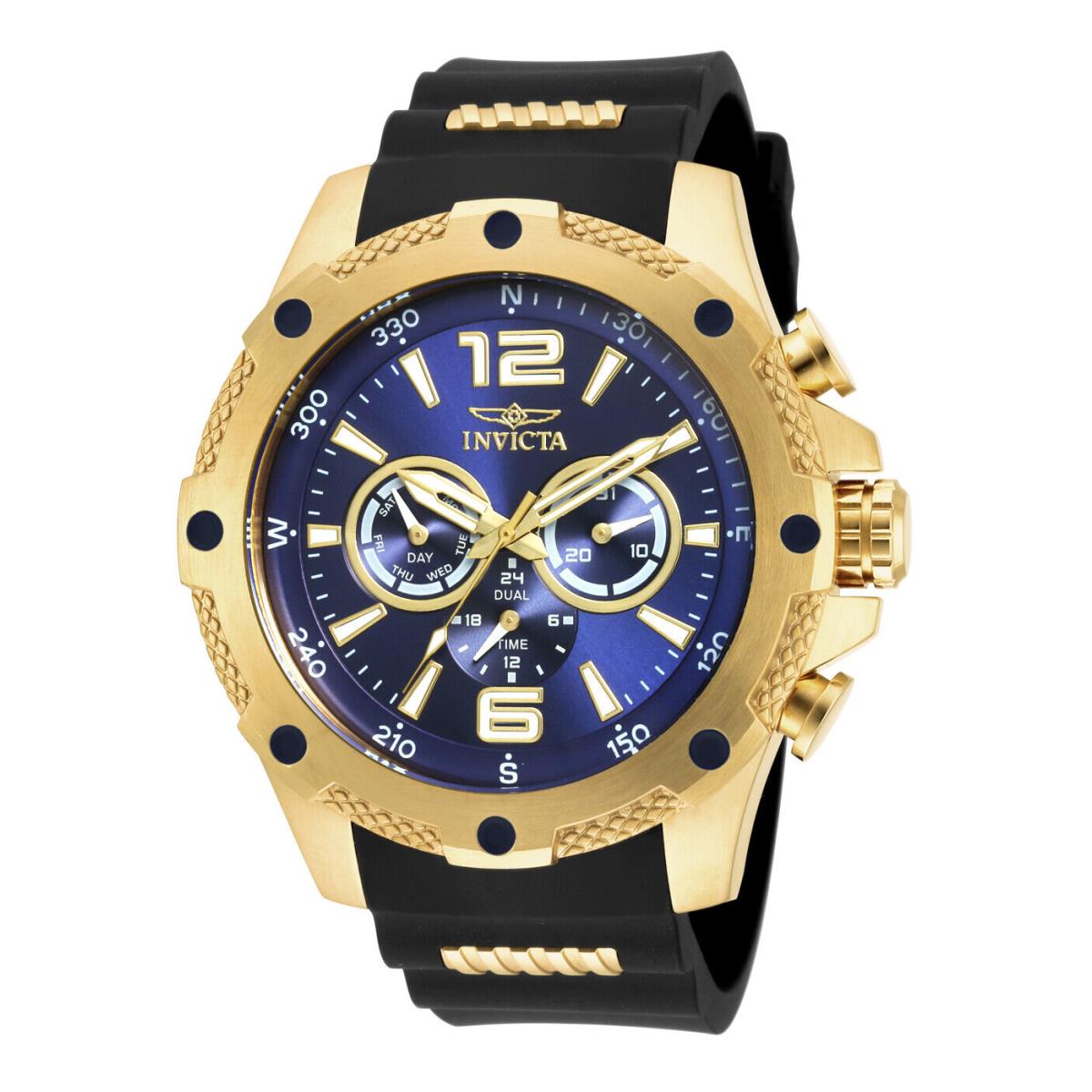 Invicta I-force Multi-function Blue Dial Black Polyurethane Men`s Watch 19659