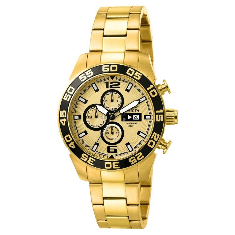 Invicta Collection Chronograph Gold Dial Gold-plated Stainless Men`s 1016 Watch