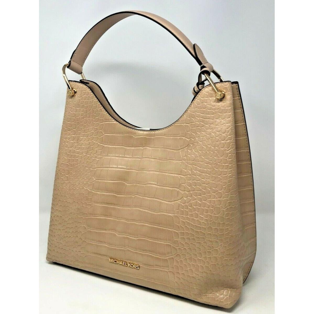 Michael Kors Joan Large Slouchy Shoulder Bag Embossed Leather Handbag Rtl