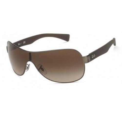 Ray Ban 3471 029/13 Unisex Pilot Shield Gunmetal Brown Gradient Sunglasses - Frame: Brown, Lens: Brown