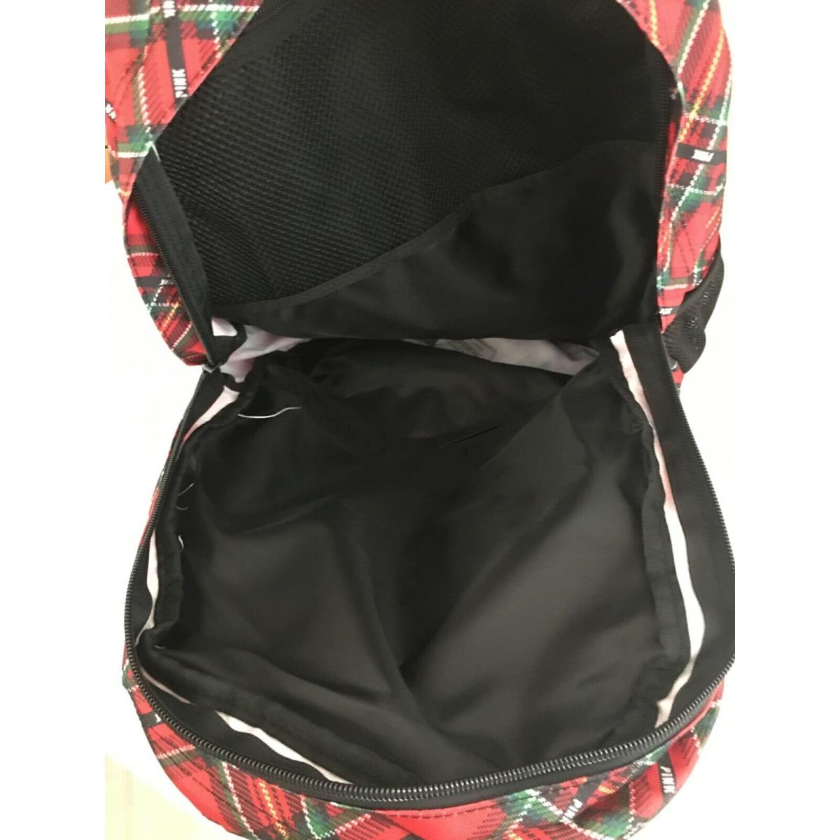 Victoria`s Secret Pink Women`s Backpack Book Bag Campus Bag Plaid Red Green