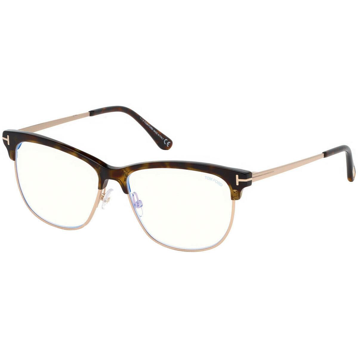 Tom Ford TF5546-B 052 Gold Havana Eyeglasses w Blue Block Lens Made IN Italy