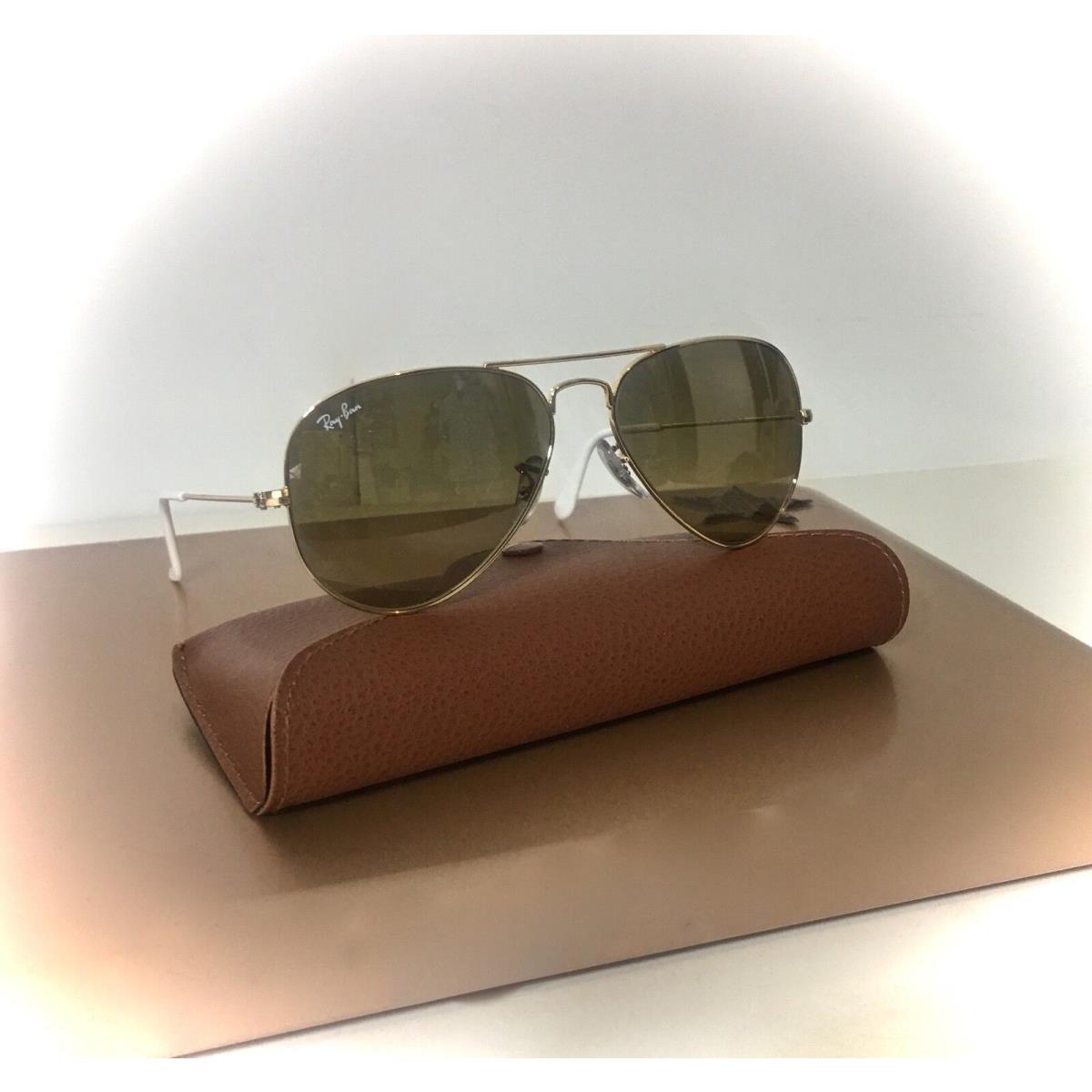 Ray Ban Aviator Sunglasses Gold Frame RB 3025 001/3K Brown Mirror Lens 55mm