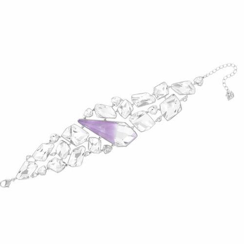 Swarovski Women`s Bracelet Organic Clear Crystal Amethyst Rhodium Plated 5132997